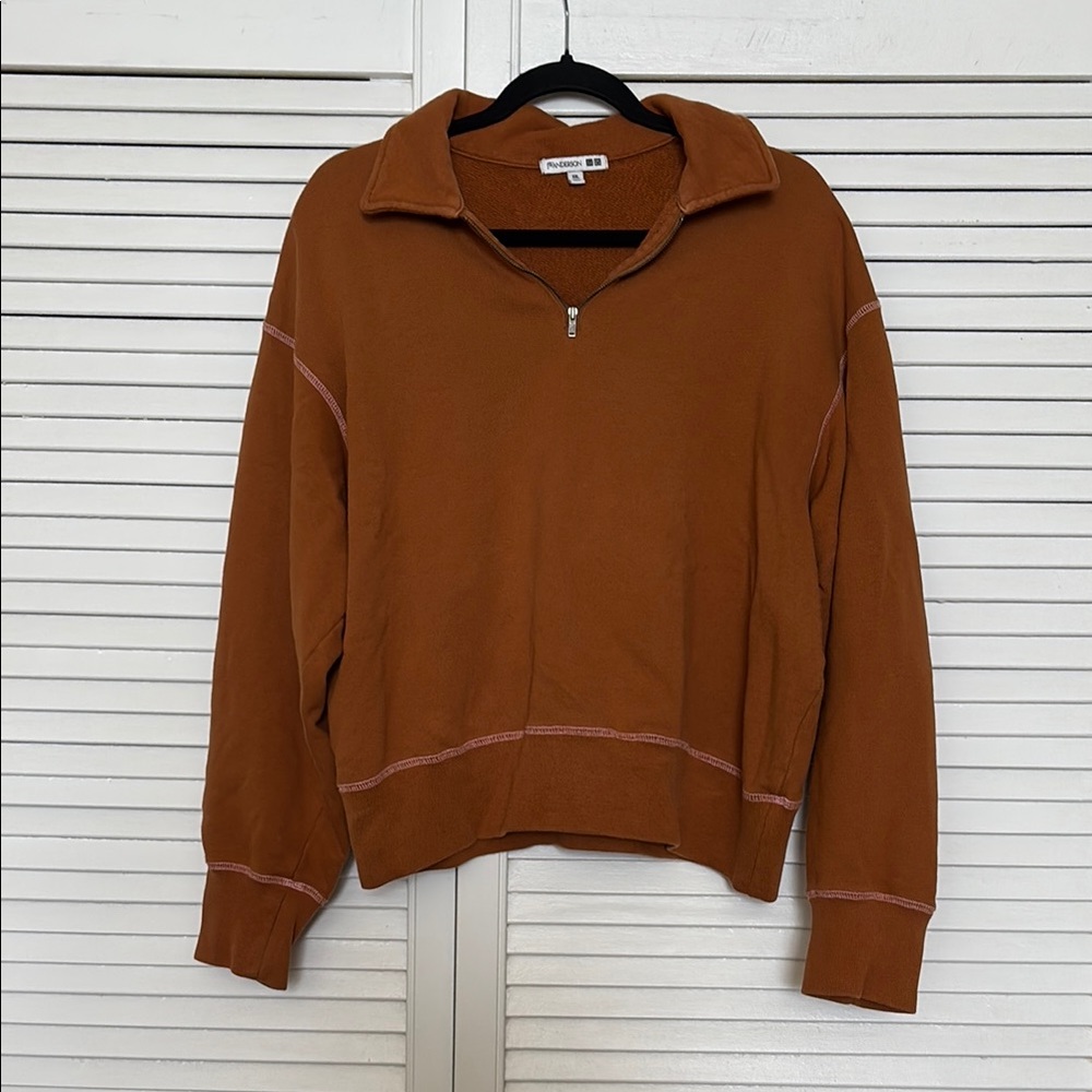 Warm Brown Quarter-Zip Pullover